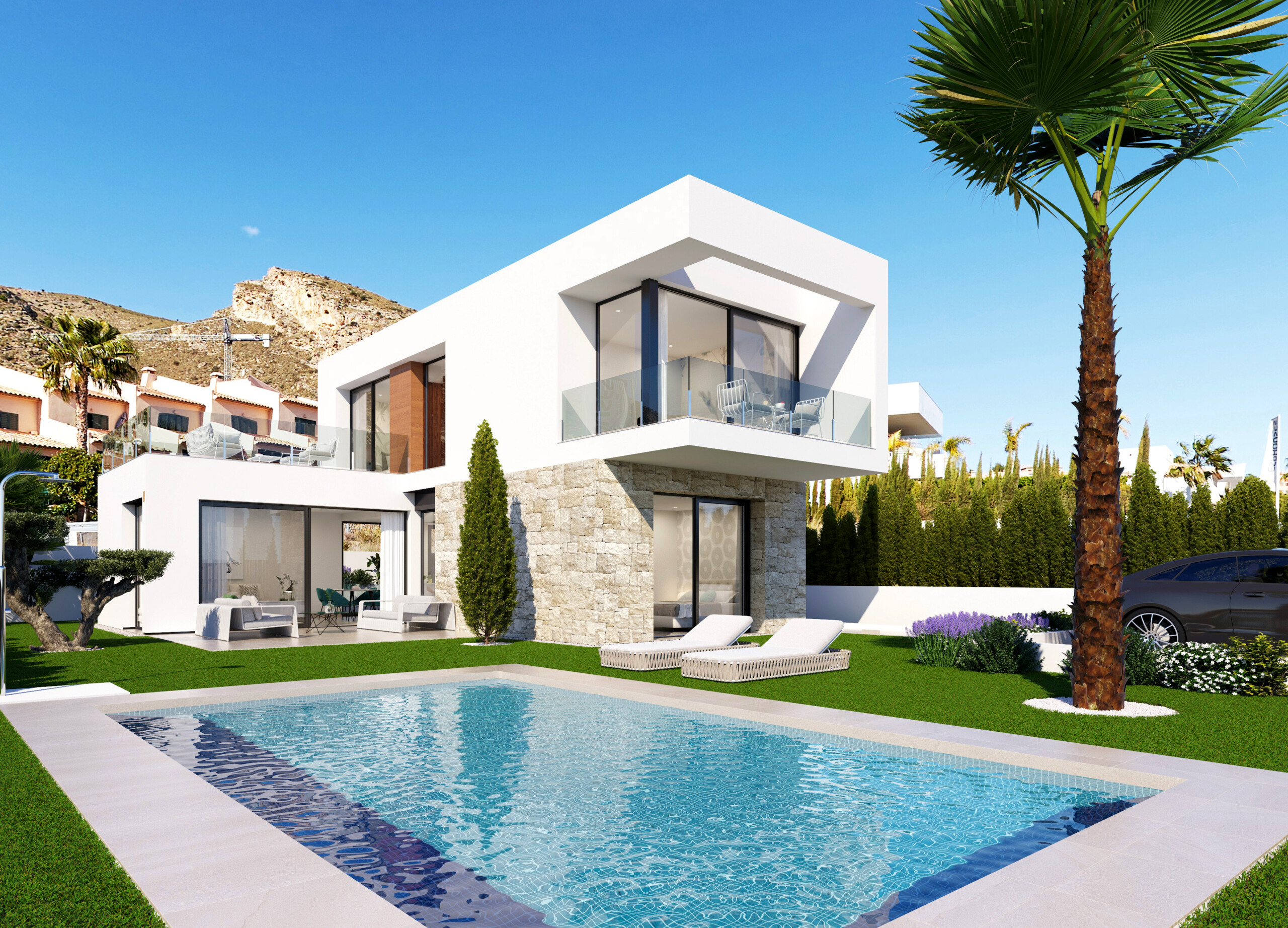 Promoción de obra nueva en Finestrat Sierra Cortina: Seaview 6 (Villas independientes)